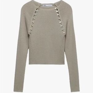 SOLD ZARA Knit Ribbed Button Top Size S